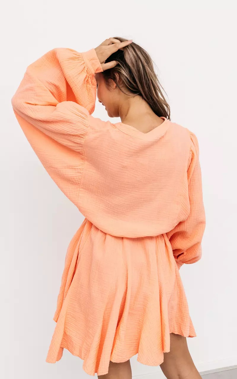 Baumwollkleid mit V-Ausschnitt Orange
