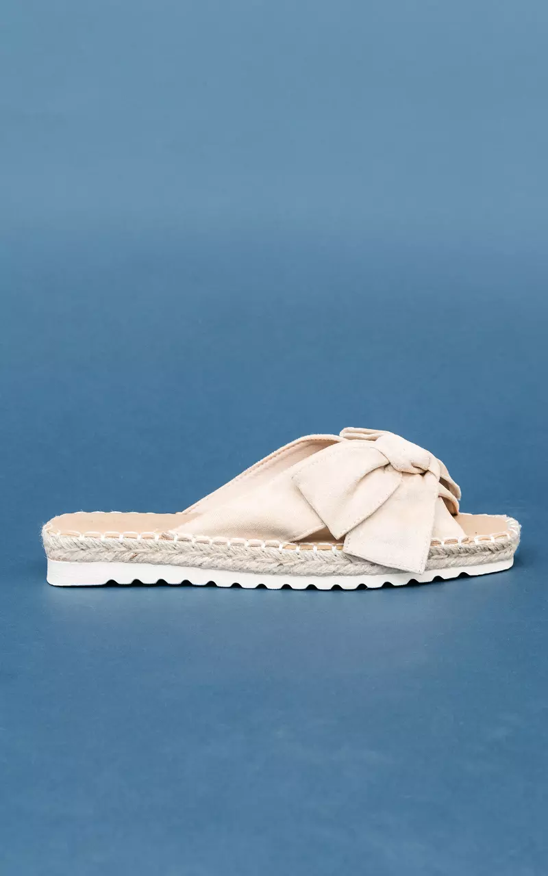Slippers with bow Beige