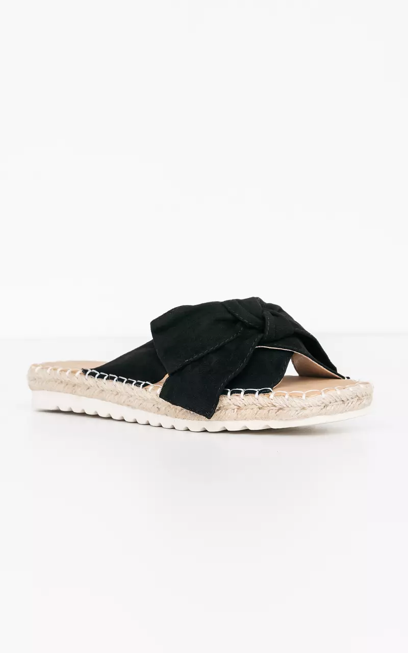 Slippers with bow Black