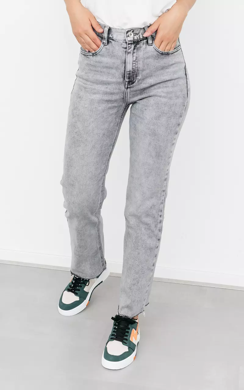 High waist straight jeans Lichtgrijs