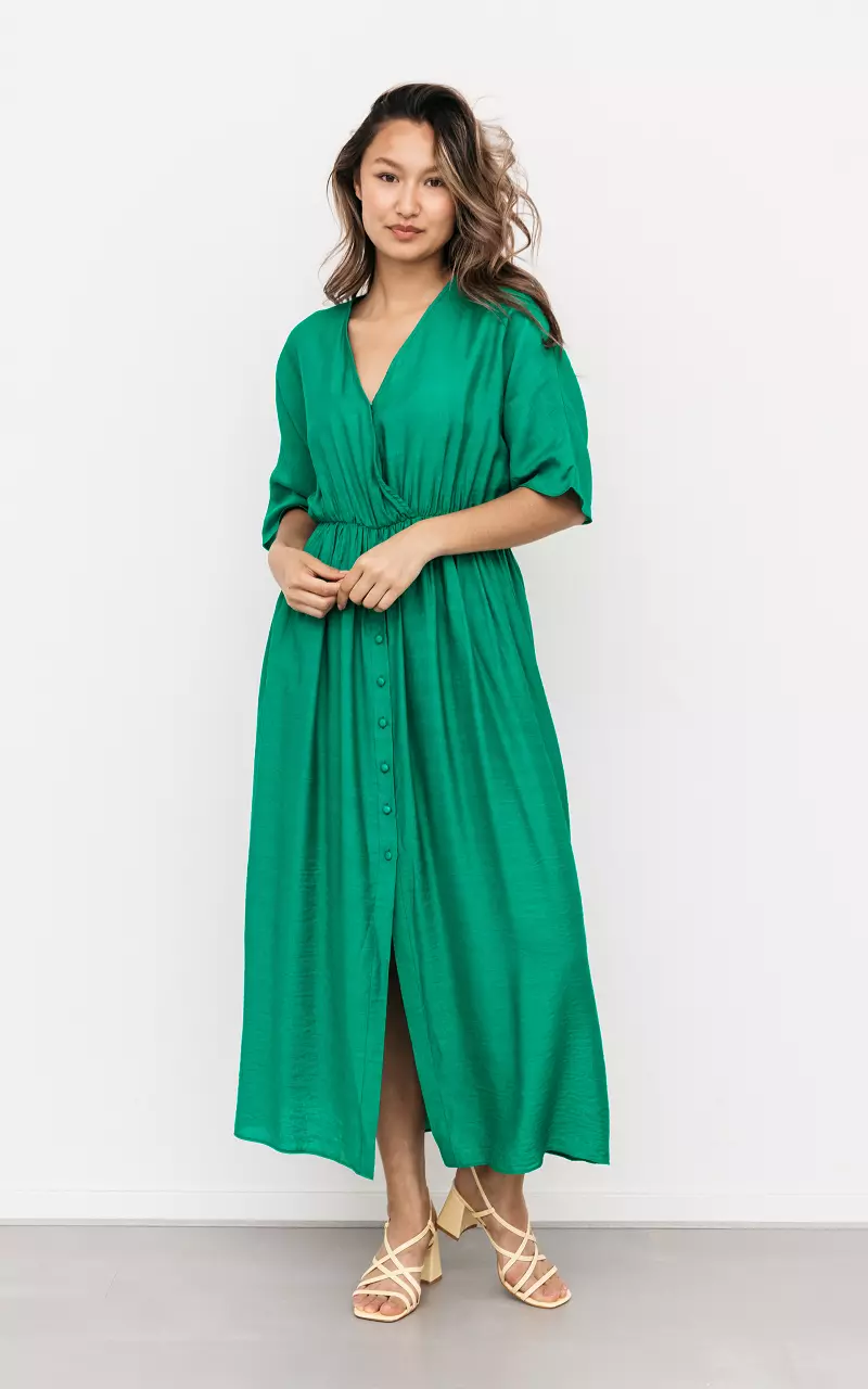 Midi dress with v-neck Green