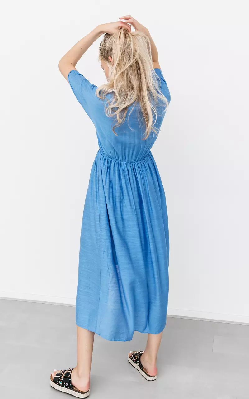 Maxi jurk met v-hals Blauw