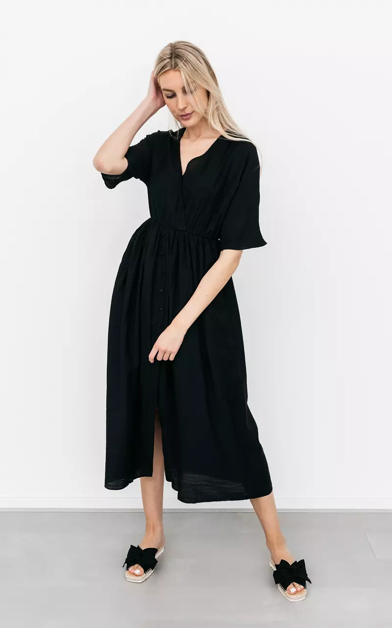 Midi dress with v-neck Black