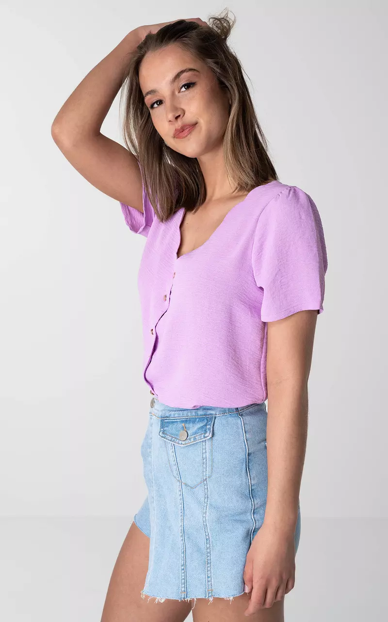 V-neck top with buttons Lilac