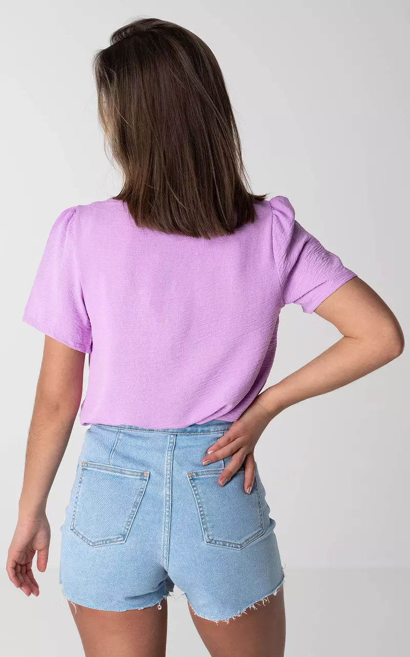 V-neck top with buttons Lilac