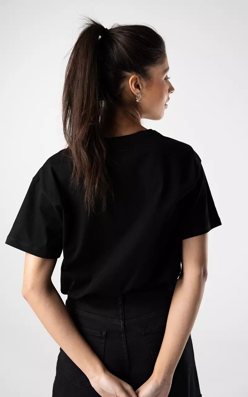 Shirt met gekleurde print Zwart