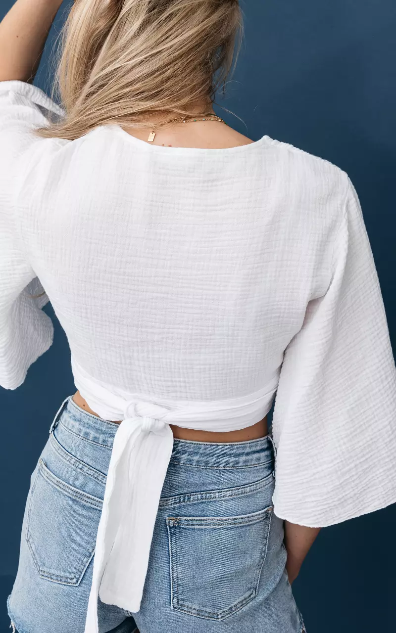 Crop top with tie White