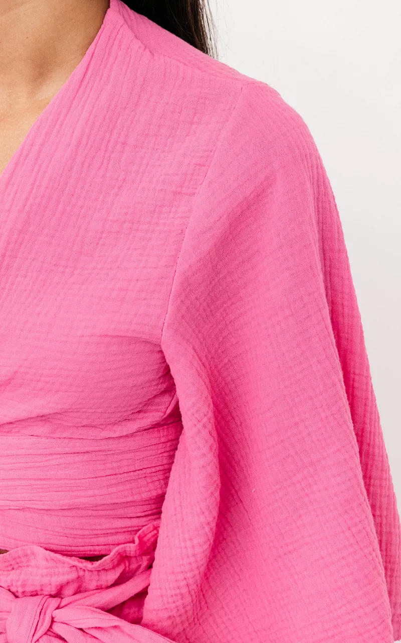 Crop top met strikdetail Roze