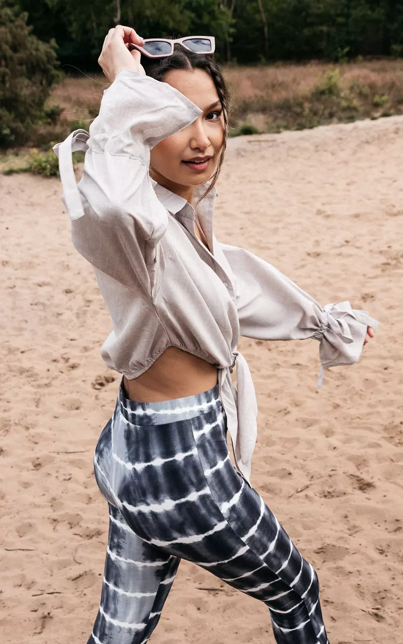 Cropped blouse met strikdetail Creme