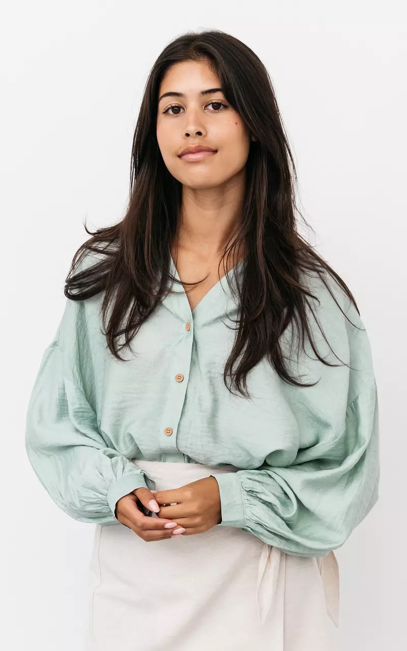 Blouse with shimmering fabric Mint