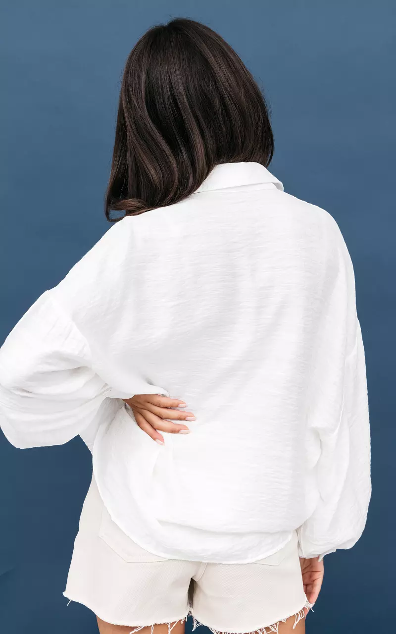 Bluse mit V-Ausschnitt Weiß