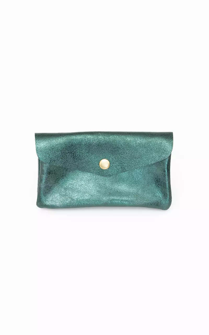 Metallic wallet with press button Dark Green
