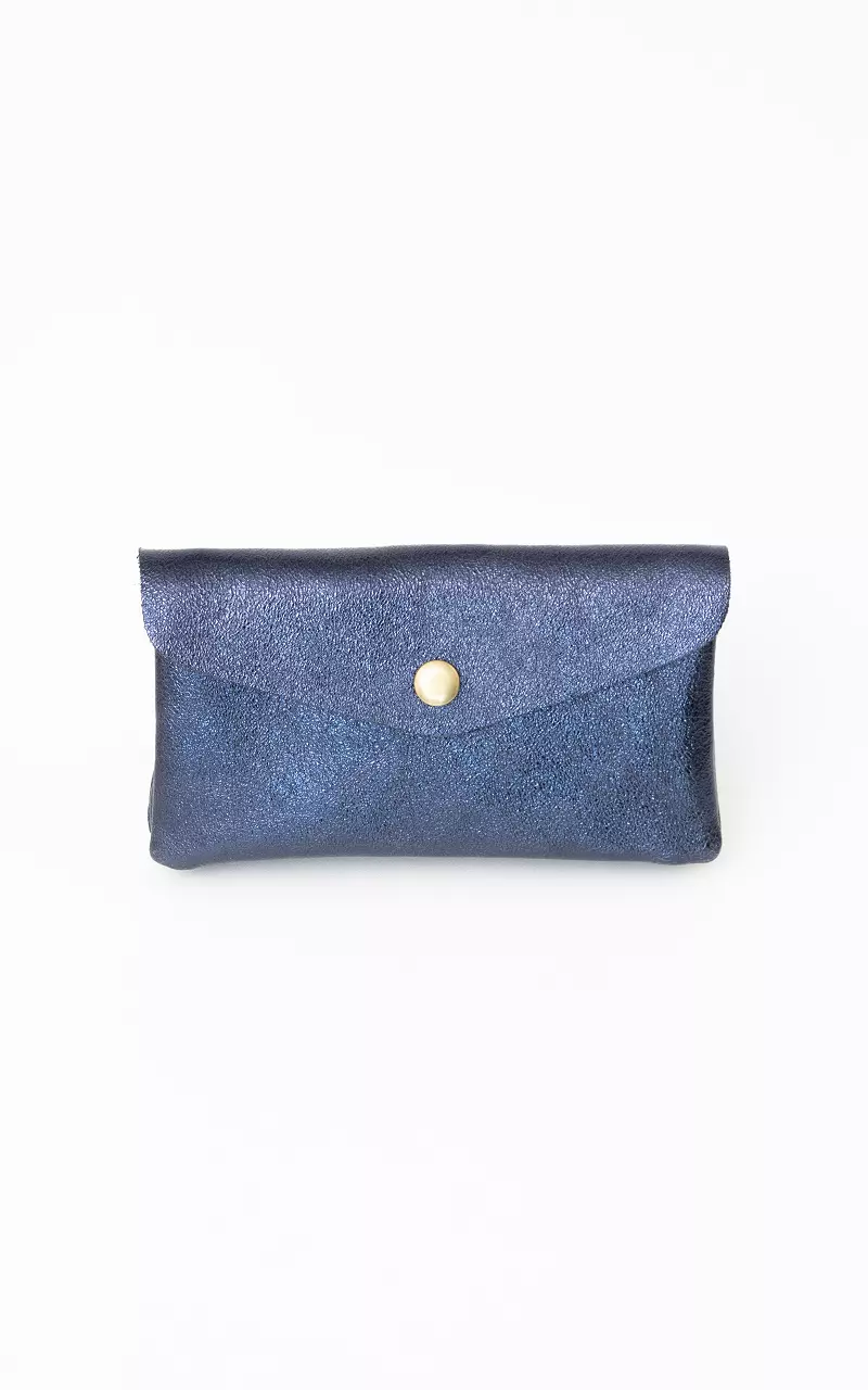 Metallic wallet with press button Dark Blue