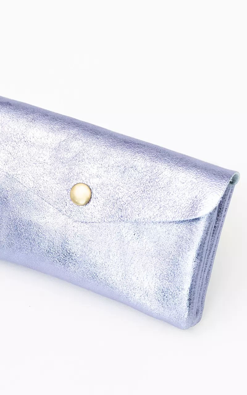 Metallic wallet with press button Lilac