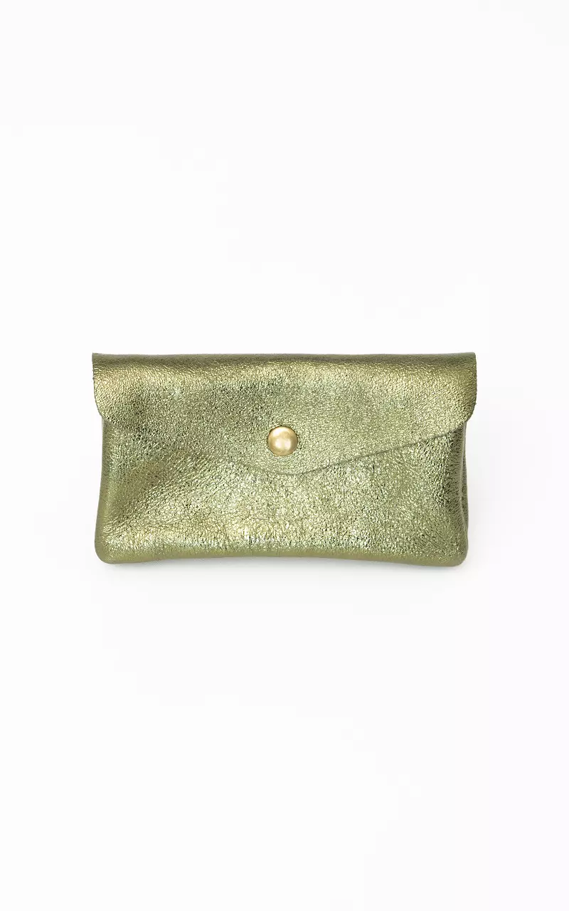 Metallic Portemonnaie mit Druckknopf Kaki