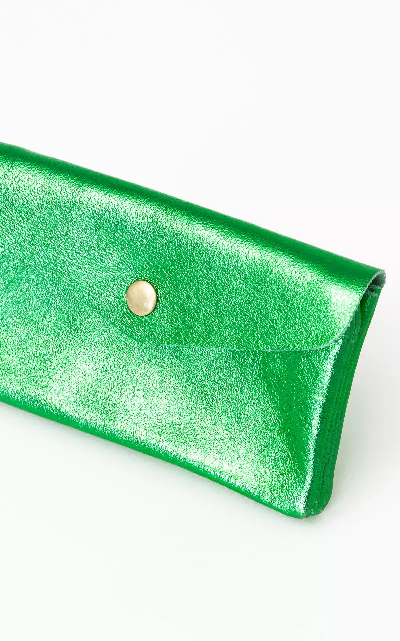 Metallic Portemonnaie mit Druckknopf Grün