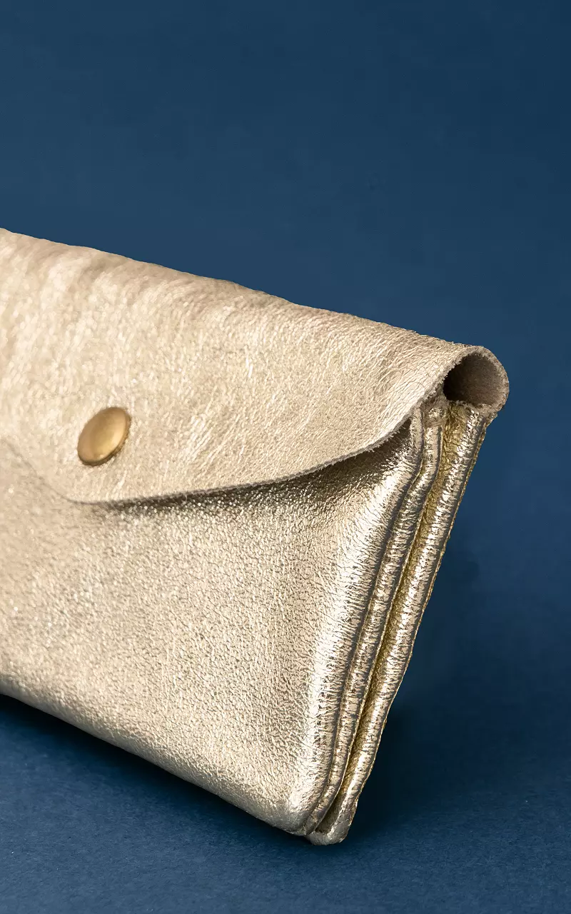 Metallic wallet with press button Champagne