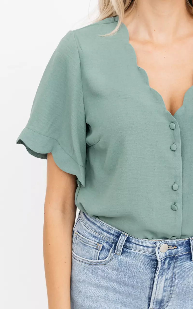 V-hals blouse met korte mouwen Groen