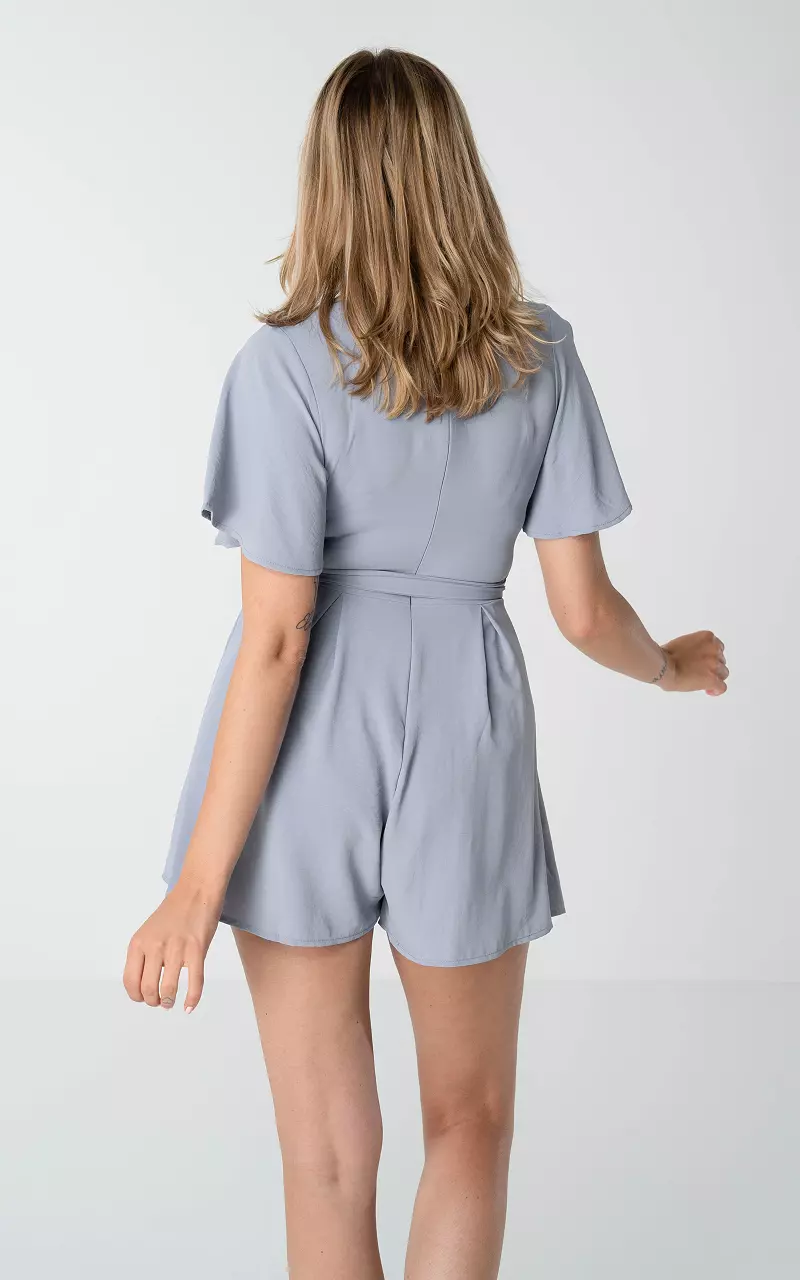 Playsuit with waist tie Blue