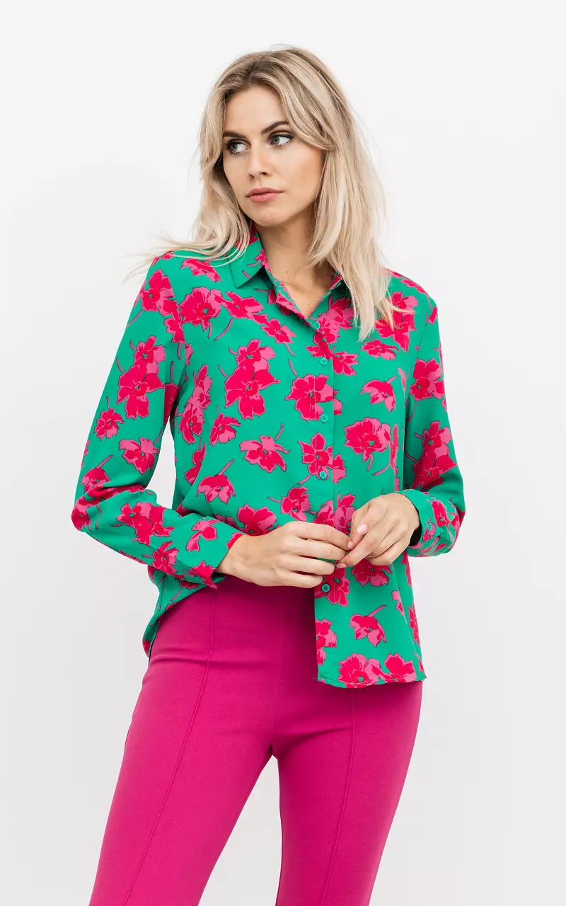 Floral print blouse Green Fuchsia