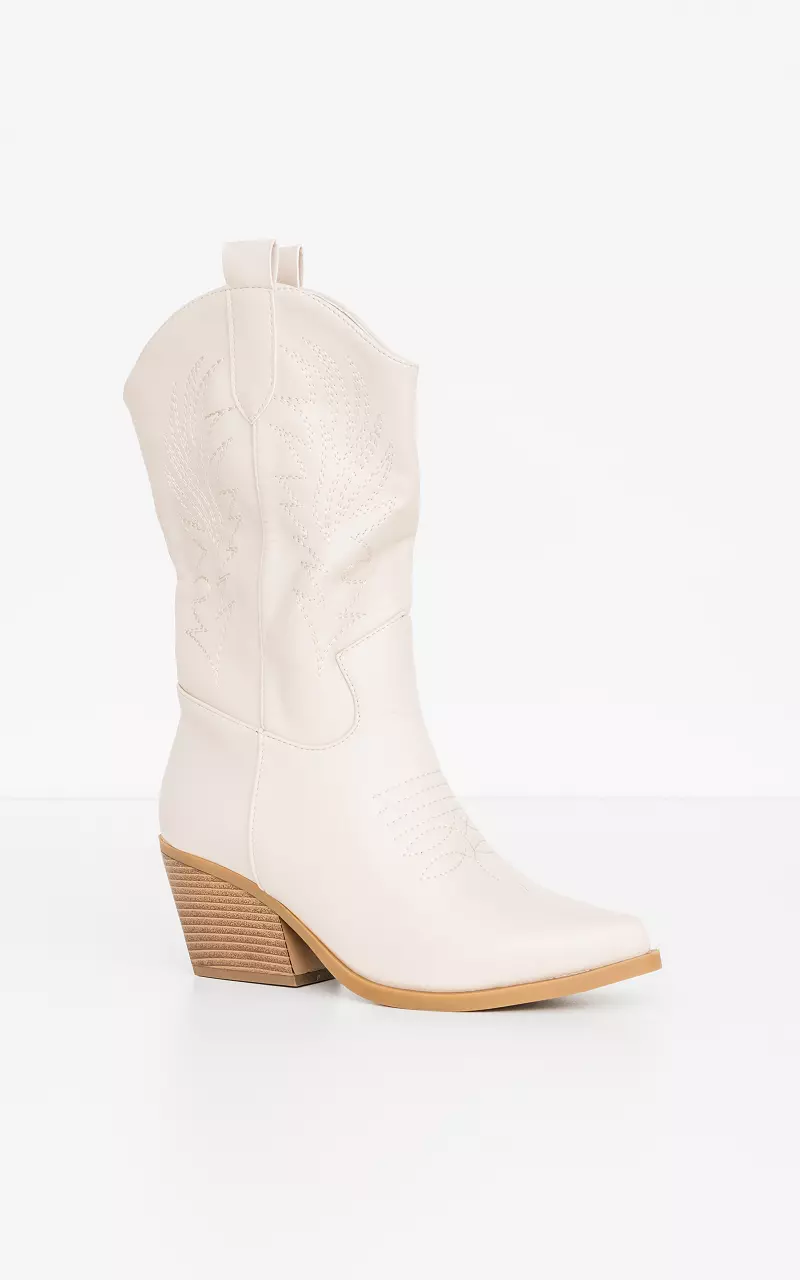Leather-look cowboy boots Beige