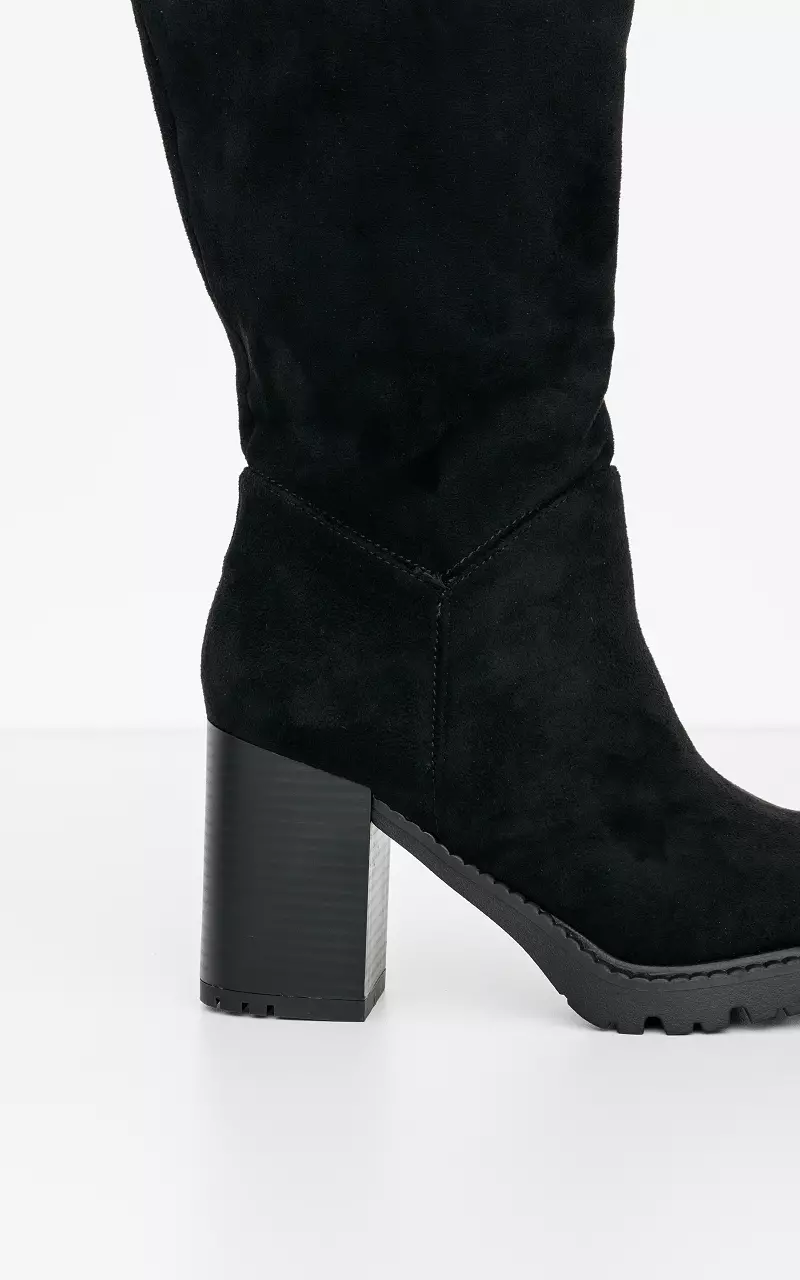 Suede look heels with block heel Black