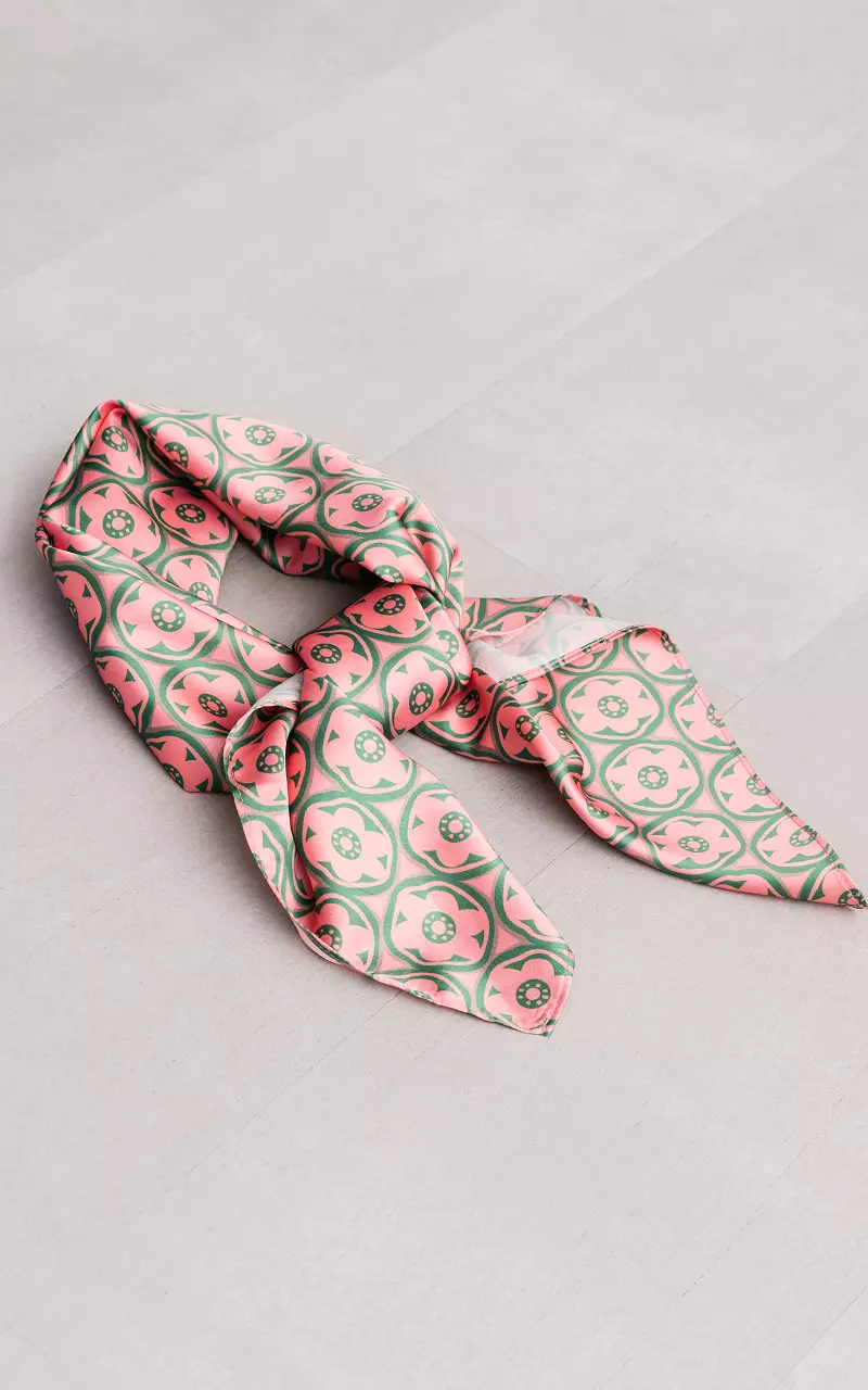 Scarf with print Pink Green