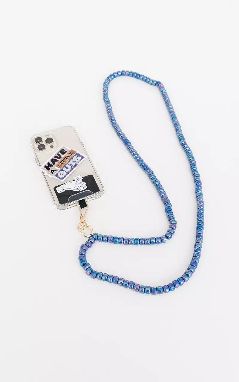Telephone cord with beads Blue