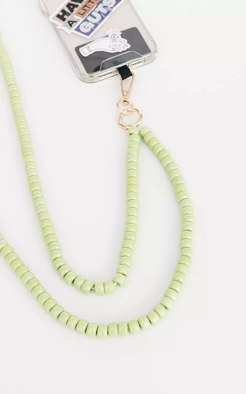 Telephone cord with beads Light Green