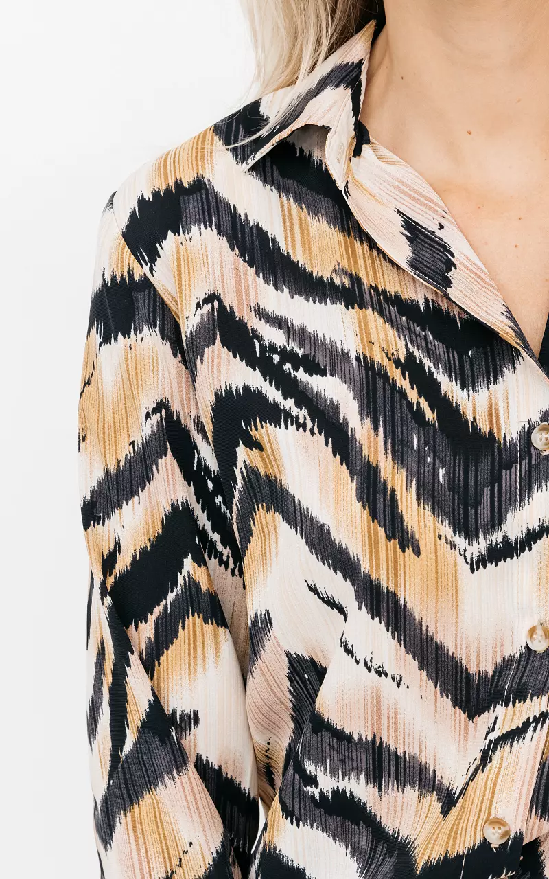 Bluse mit V-Ausschnitt Schwarz Braun