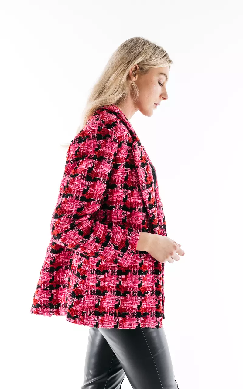 Checkered jacket with pockets Pink Red