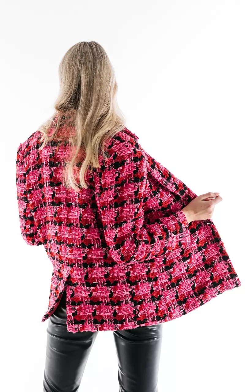 Checkered jacket with pockets Pink Red