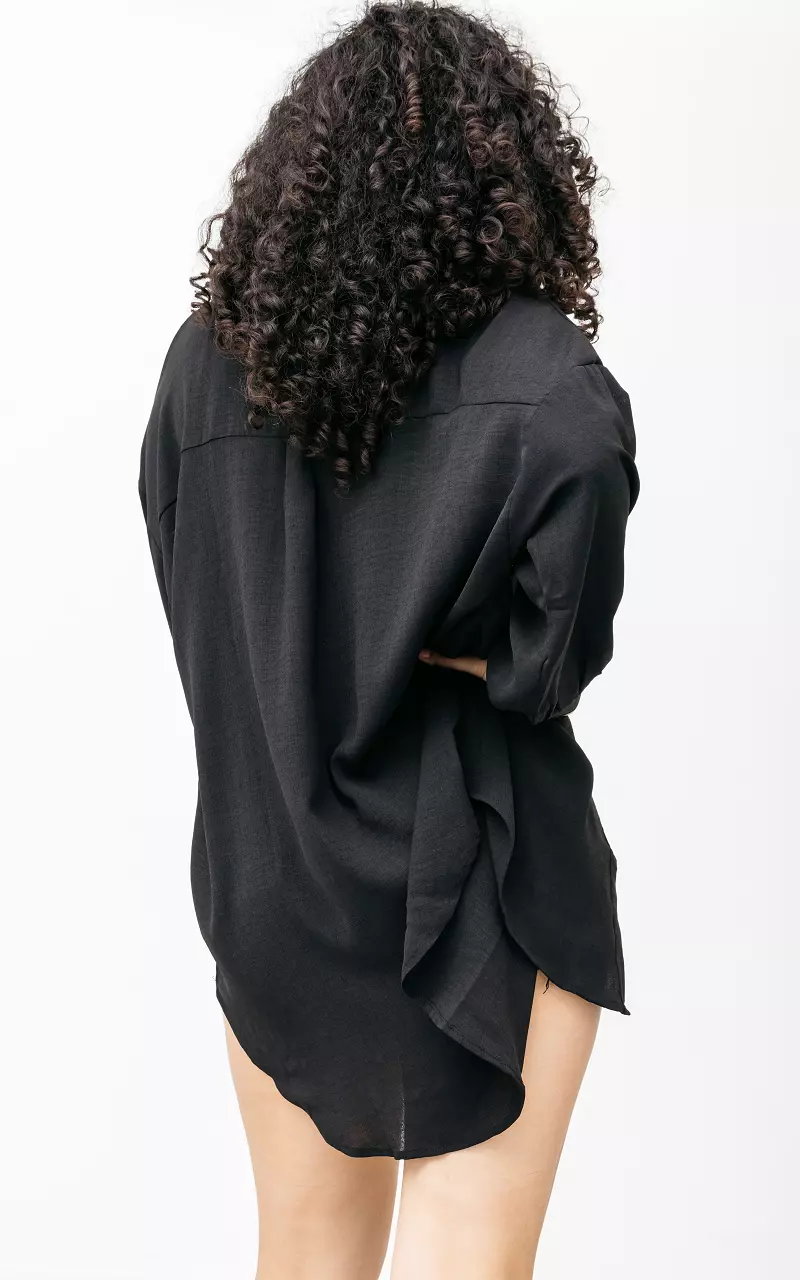Oversized blouse met knoopjes Zwart