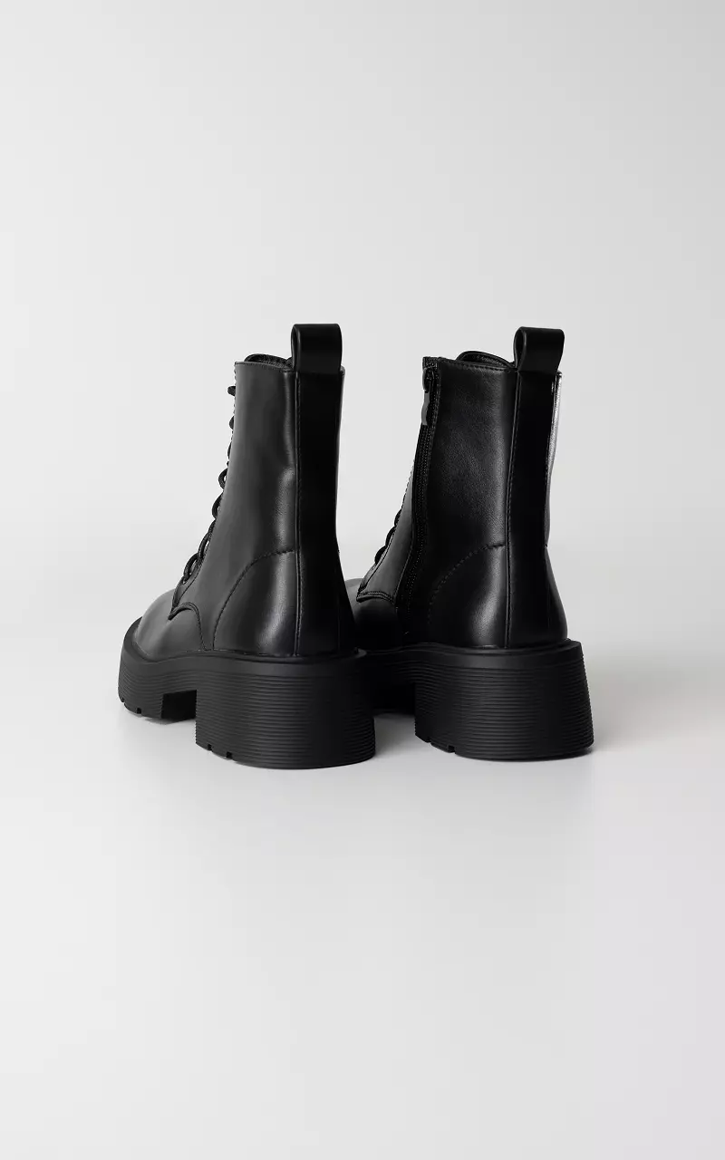 Leather look lace-up boots Black