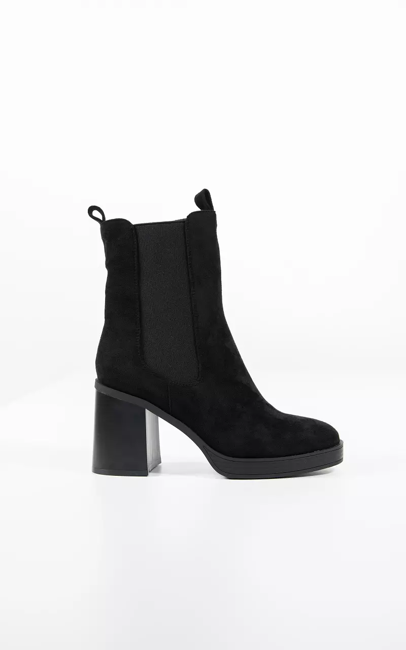 Suede-look boots with elastic Black