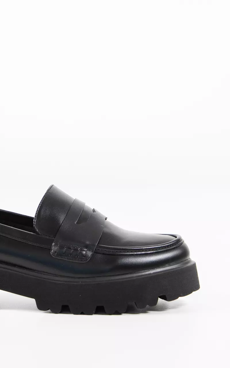 Leather look loafers Black