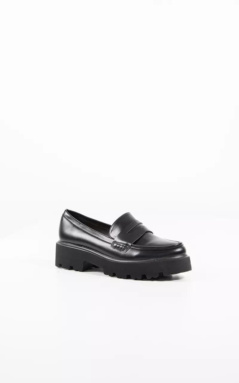 Leather look loafers Black