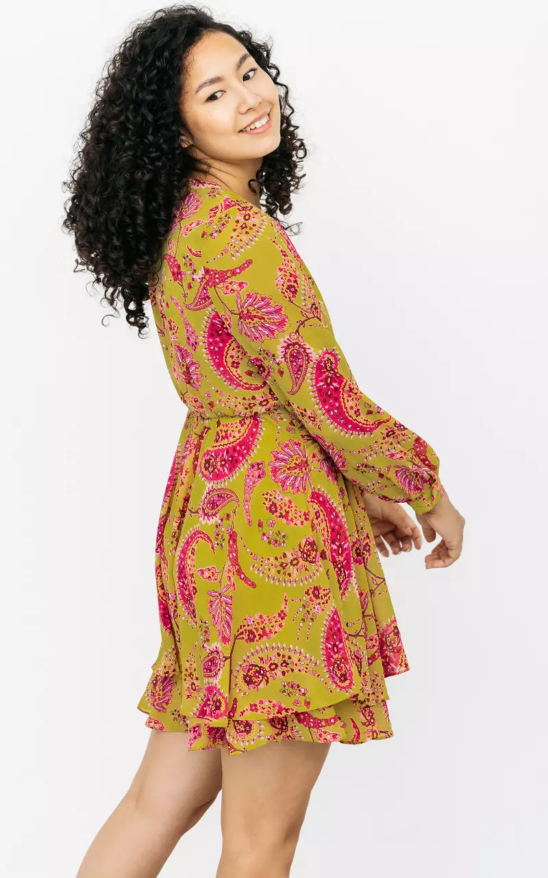 Dress with v-neck Yellow Pink