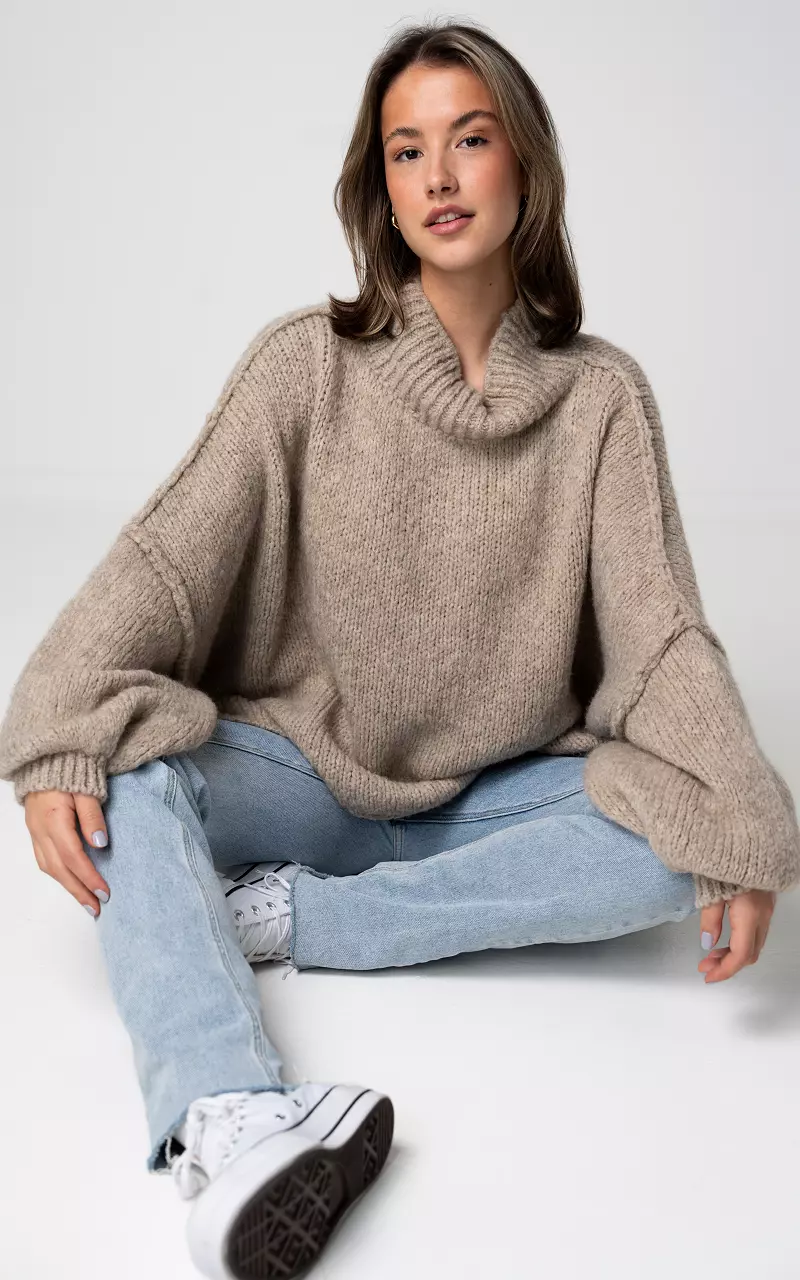 Pullover im Poncho-Look Beige