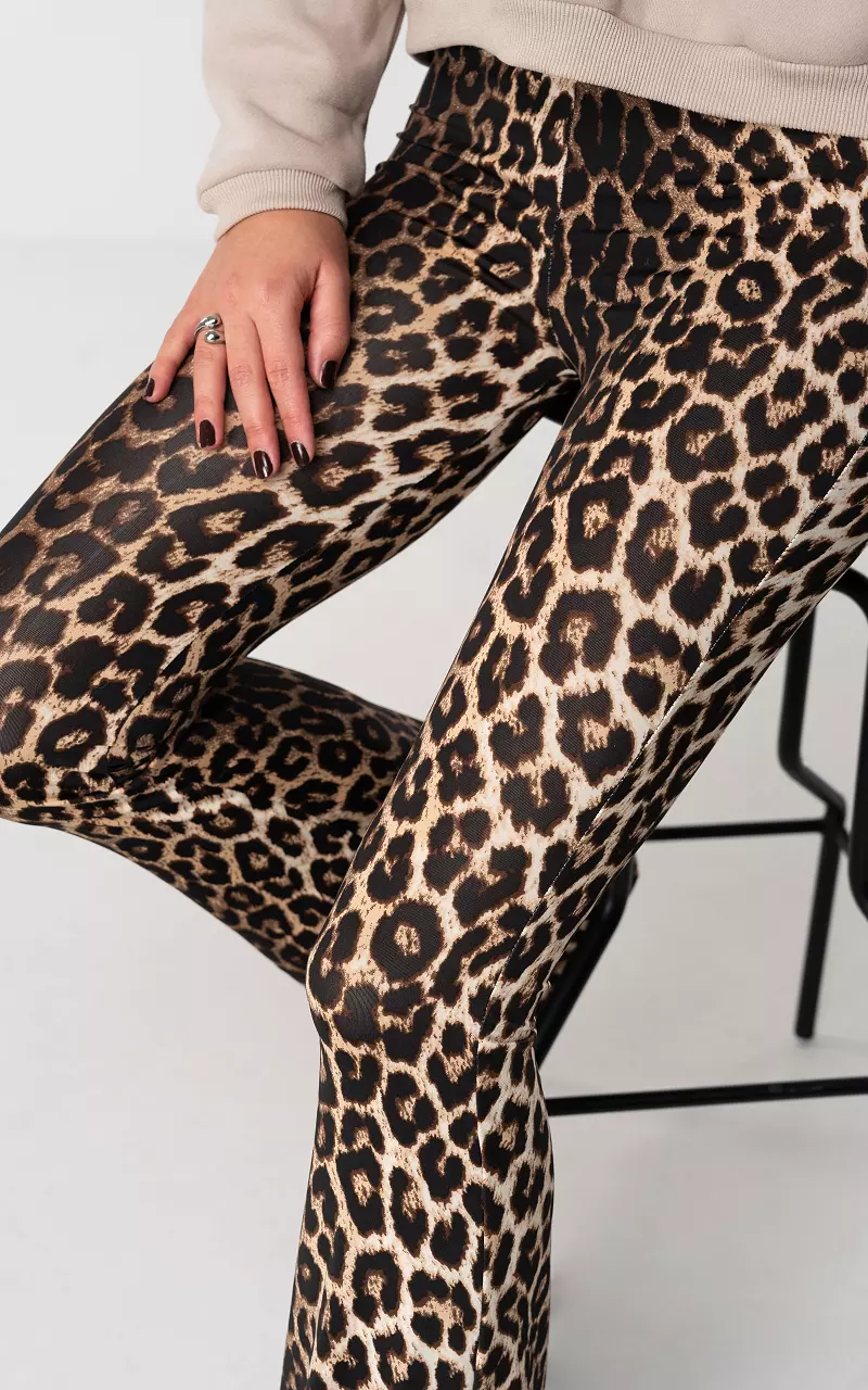 Leopard high waist flared broek Leopard