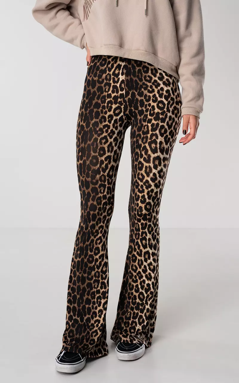 Leopard high waist flared broek Leopard