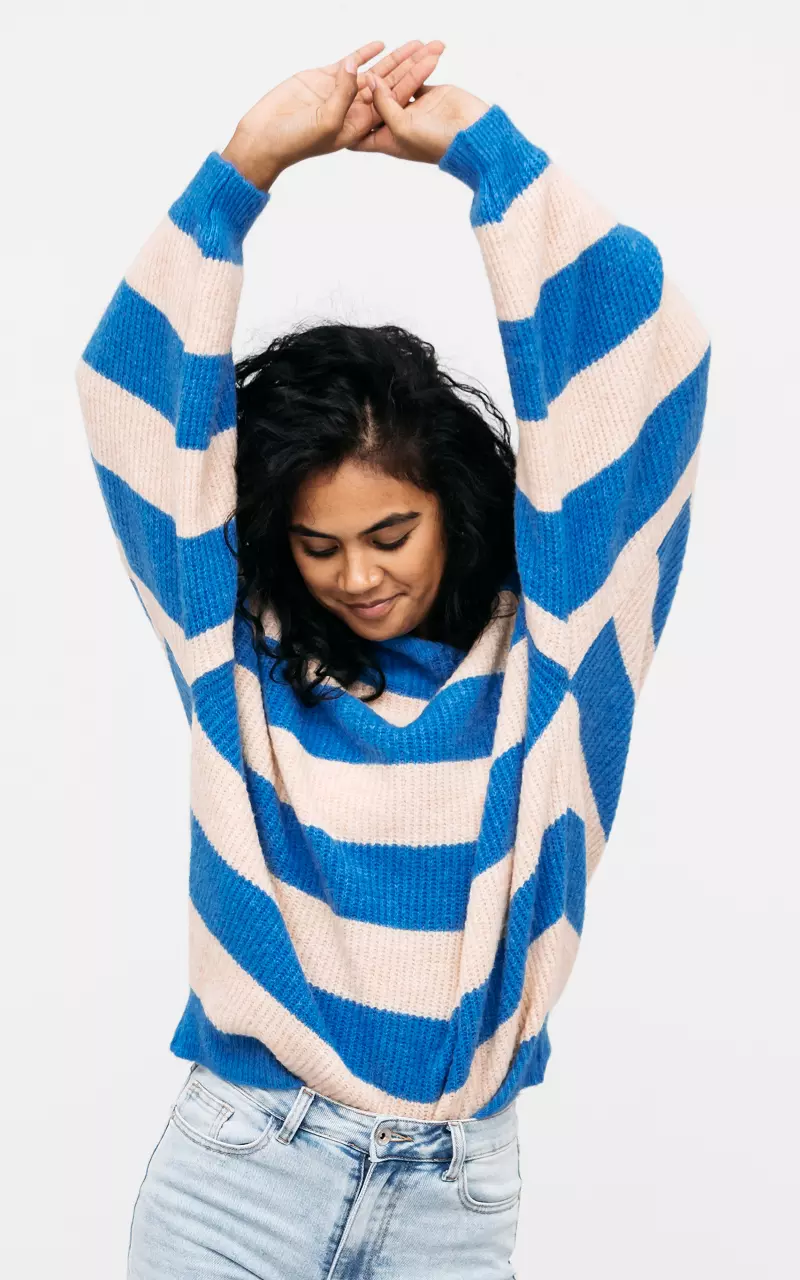 Oversized striped sweater Blue Beige