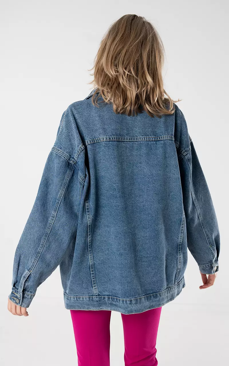 Denim jacket with silver-coloured buttons Dark Blue