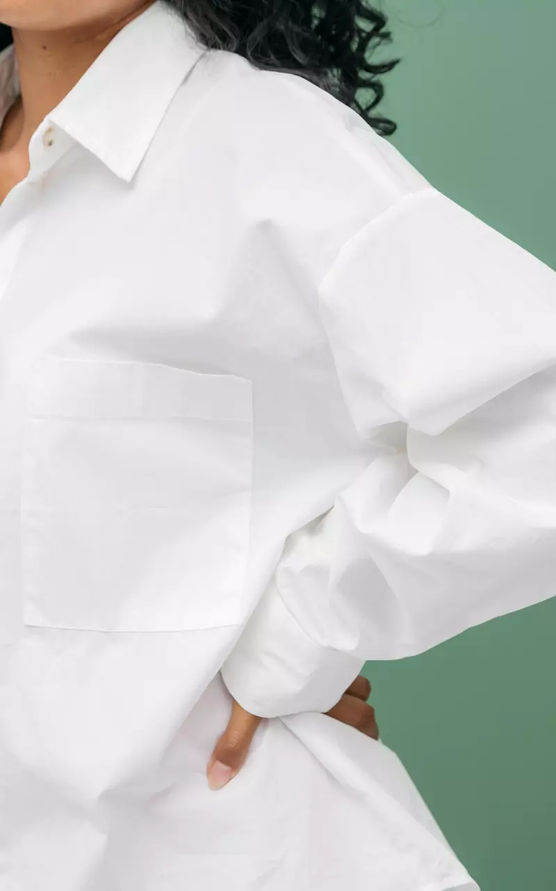 Basic Bluse mit Brusttasche Weiß