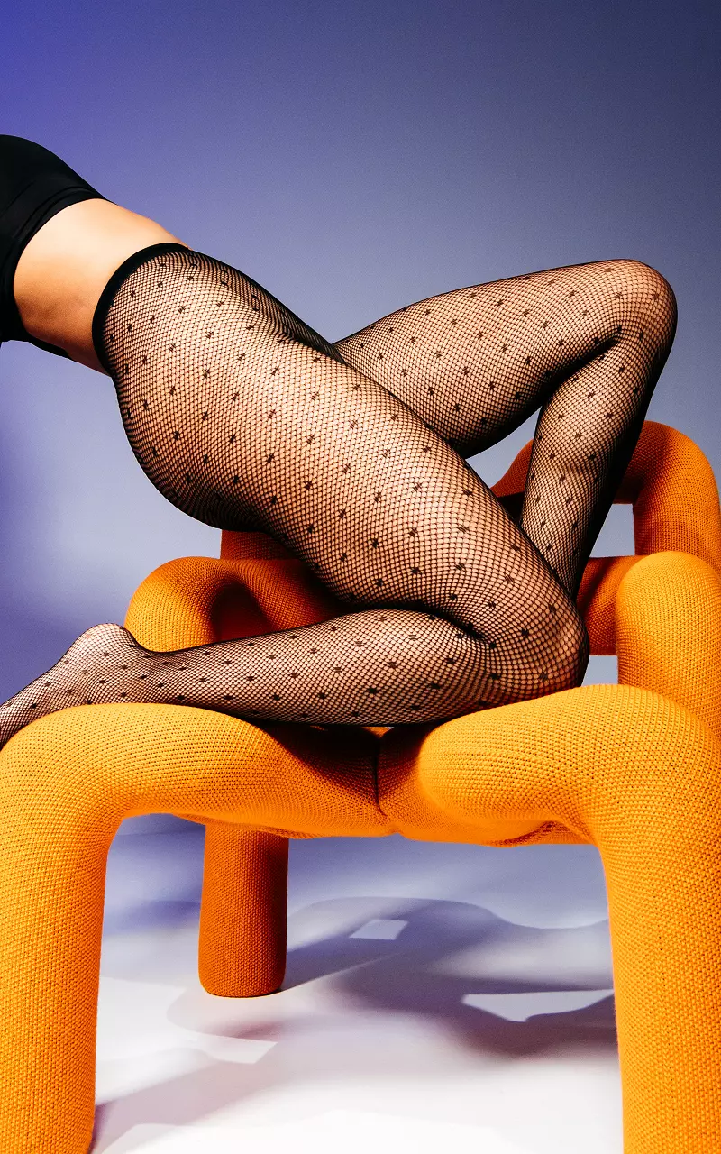 Fishnet tights with dots Black