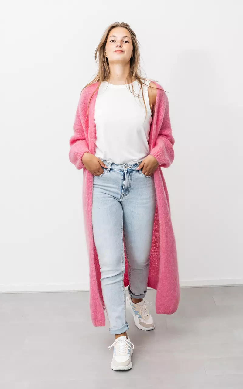 Long knitted cardigan Pink