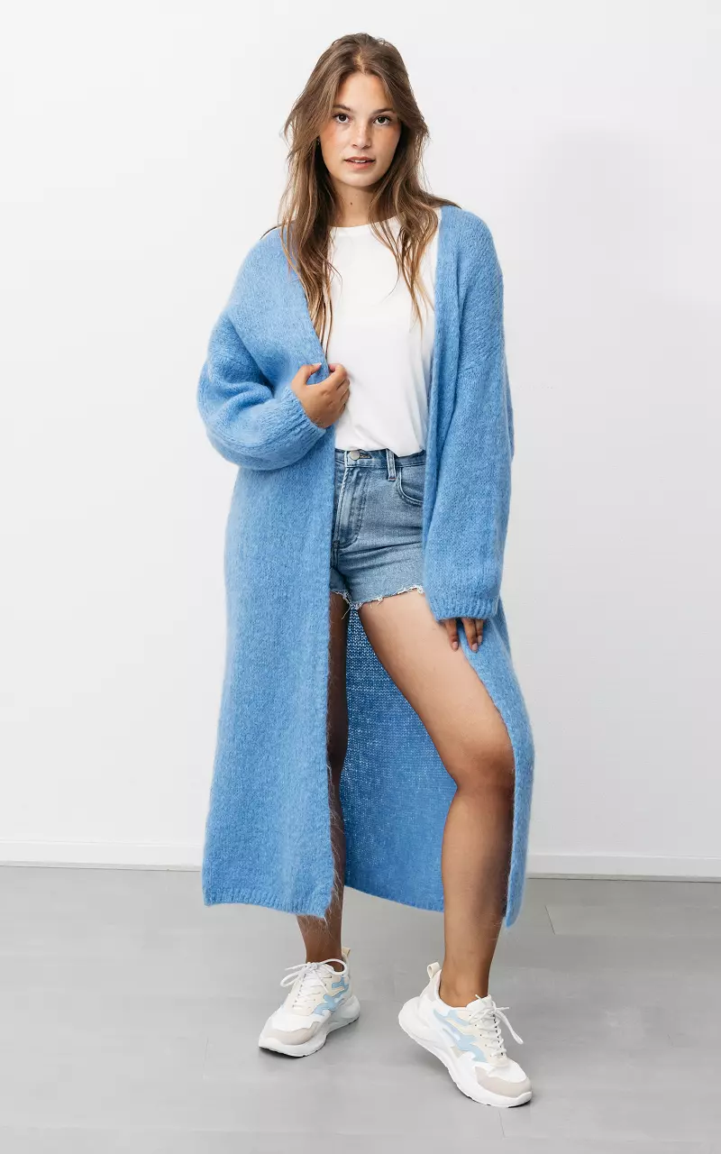 Long knitted cardigan Blue