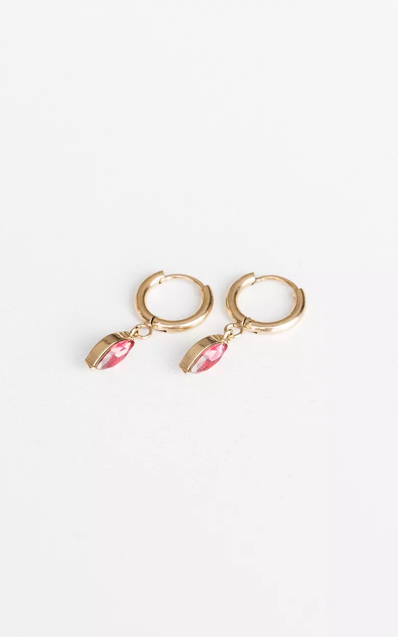 Earrings with pendant Gold Pink