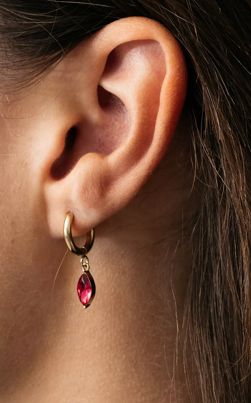 Earrings with pendant Gold Pink