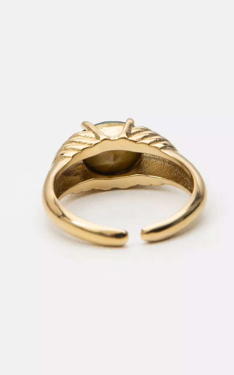 Ring aus Edelstahl Gold Grün